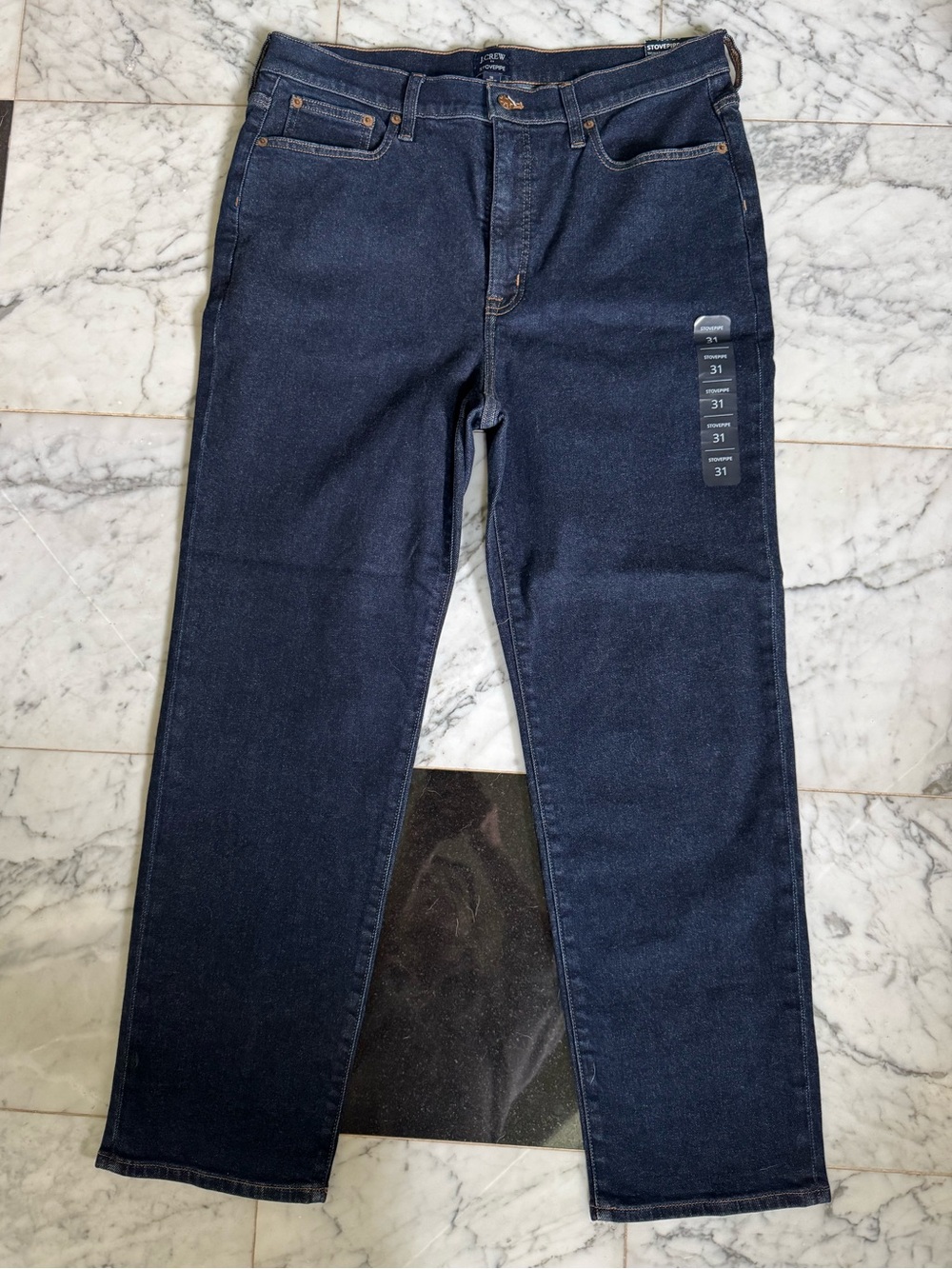 J.Crew High-Rise Stovepipe Denim Jeans Signature Stretch 31 Dark Wash classic